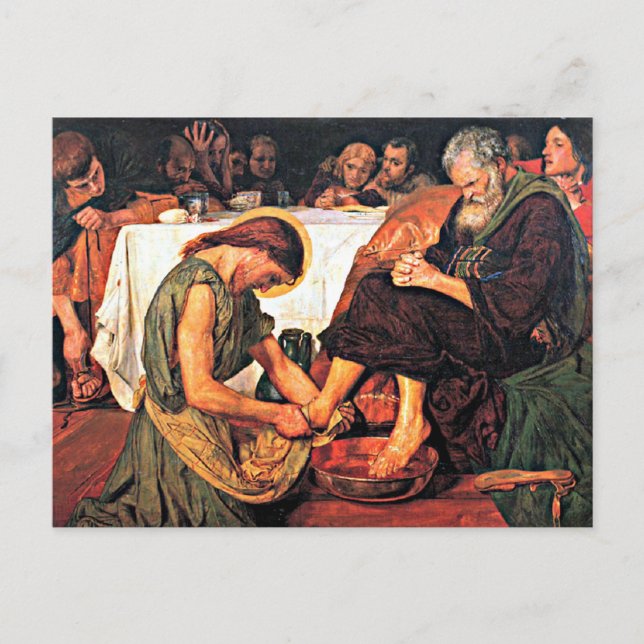 Carte Postale Jésus Lave les pieds de Pierre (Devant)