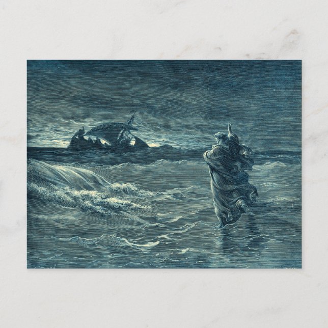Carte Postale Jésus marchant sur la mer | Bible (Devant)