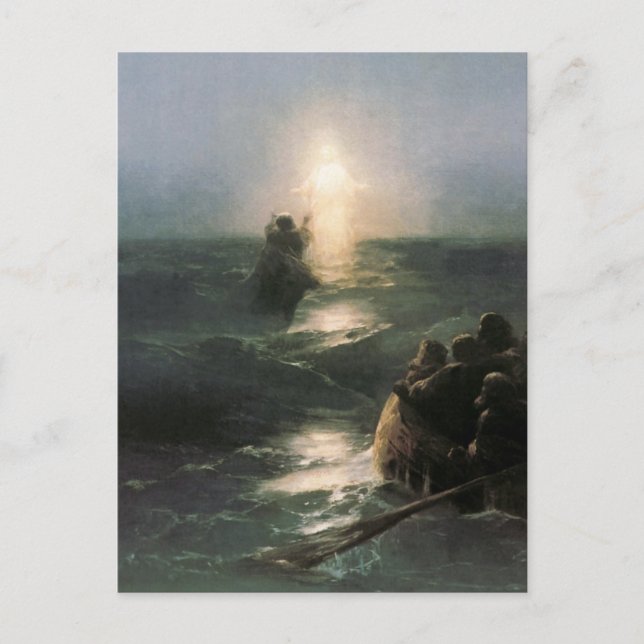 Carte Postale Jésus marchant sur les mers tempétueuses (Devant)