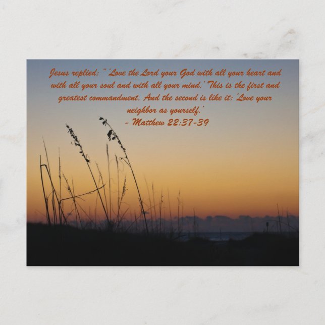 Carte Postale Jésus répondit: ”Aime le Seigneur ton Dieu de tout (Devant)
