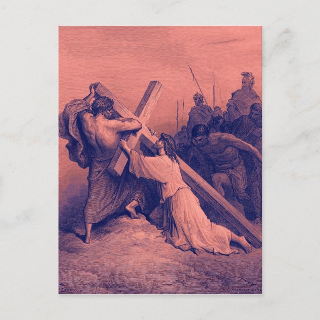 Carte Postale Jésus tombant sous la croix | Bible (Devant)