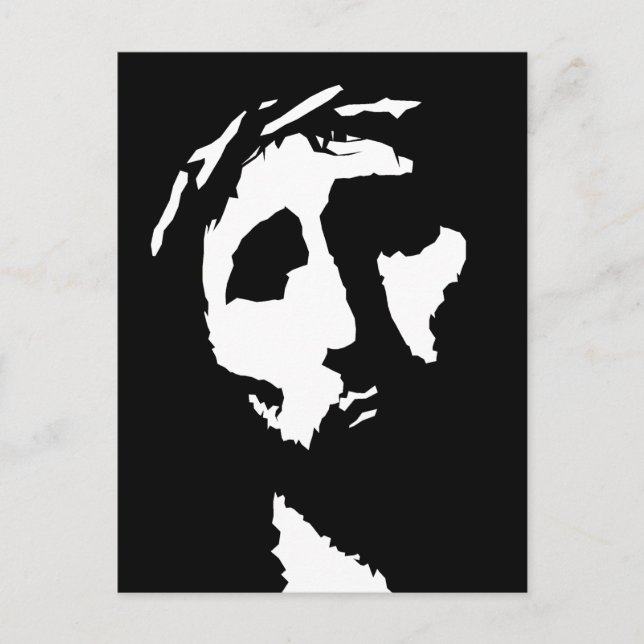 Carte Postale Jésus visage en blanc Votre Arrière - plan (Devant)