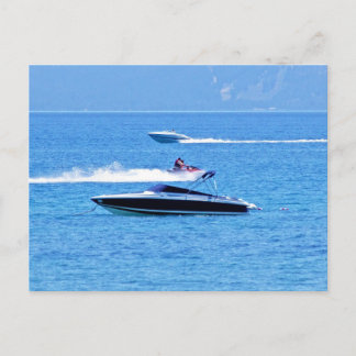 Carte Postale Jet Ski Et Bateaux En Océan