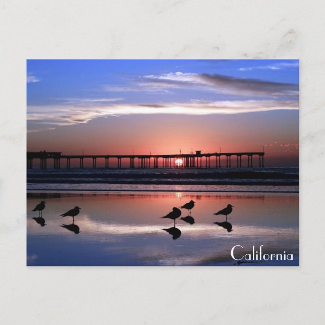 Carte Postale Jetée de San Diego au coucher du soleil (Devant)
