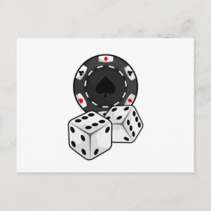 Carte Postale Jetons et dés pour le poker