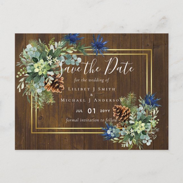 Carte Postale Jeu bleu d'hiver Eucalyptus Mariage Wonderland (Devant)