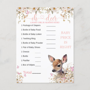 Carte Postale Jeu de Baby Shower Bébé Cerf de Forêt