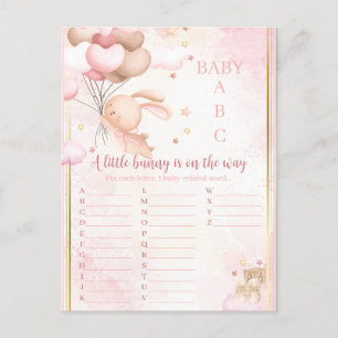 Carte Postale Jeu de Baby Shower Bébé Fille Lapin