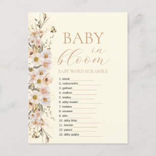 Carte Postale Jeu de Baby Shower Bohème Neutre pour Bébé en Fleu