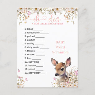 Carte Postale Jeu de Baby Shower Cerf de la Forêt