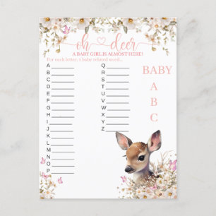 Carte Postale Jeu de Baby shower de cerfs de Woodland