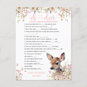 Carte Postale Jeu de Baby shower de cerfs de Woodland