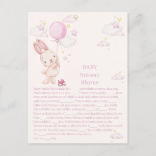Carte Postale Jeu de Baby Shower Fille Lapin Bébé