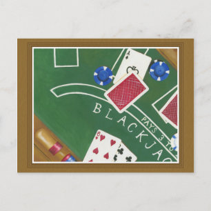 Carte Postale Jeu de Blackjack avec chips par Chariklia Zarris