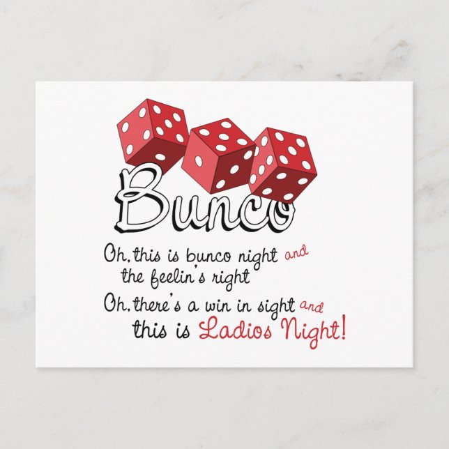 Carte Postale Jeu de dés Bunco (Devant)
