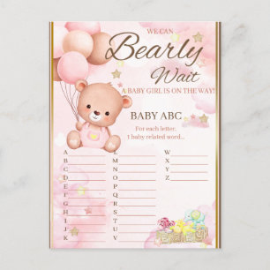 Carte Postale Jeu de fille Baby shower d'ours