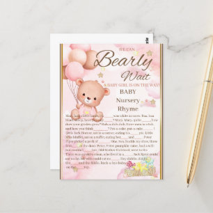 Carte Postale Jeu de fille Baby shower d'ours