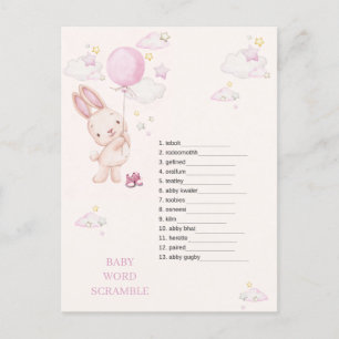 Carte Postale Jeu de Fille pour Baby Shower de Lapin