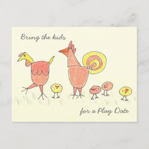 Carte Postale Jeu de la famille de poulet Date Invitation