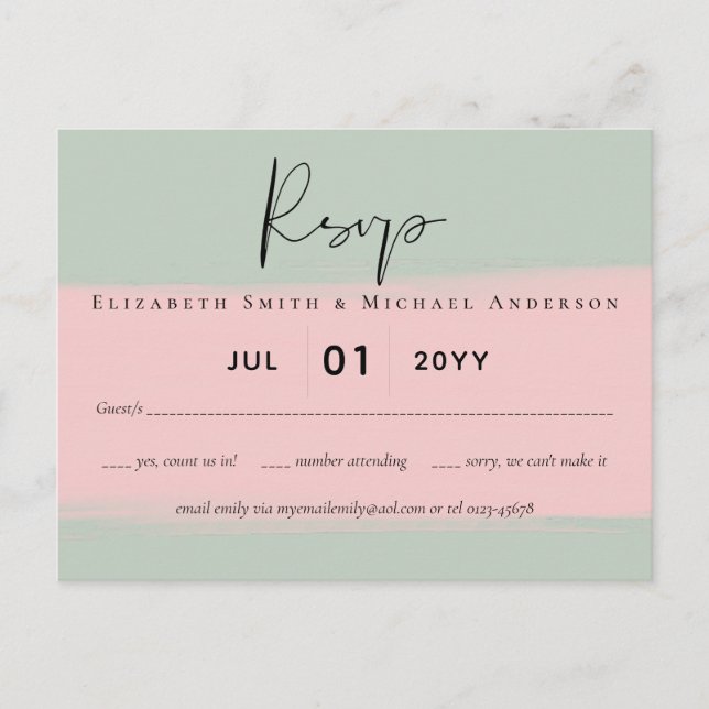 Carte Postale Jeu de Mariages de script rose Abstrait de la tail (Devant)