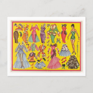 Carte postale Jeu de poupées papier vintage