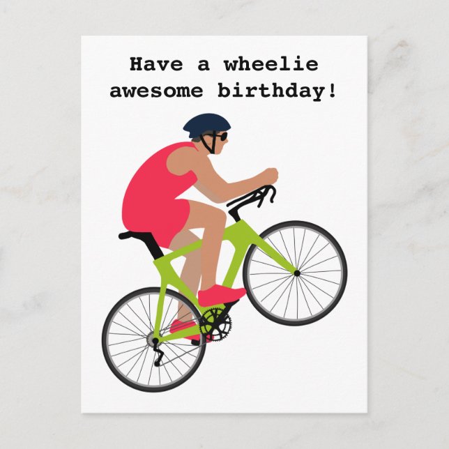 Carte Postale Jeu de vélo rouge amusant pour l'anniversaire du c (Devant)