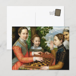 Carte Postale Jeu d'échecs Art Vintage 16ème siècle Repro