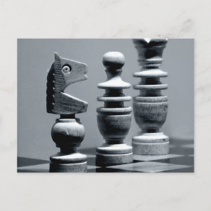 Carte Postale Jeu d'échecs en bois Pièces Figures