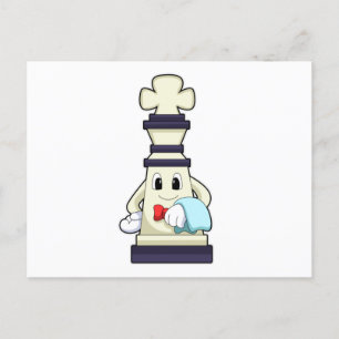 Carte Postale Jeu d'échecs King comme serveur avec serviette