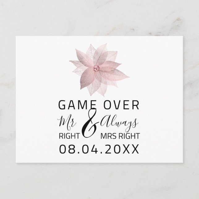 Carte Postale Jeu Sur Funny Enregistrer La Date Mariage Rose (Devant)