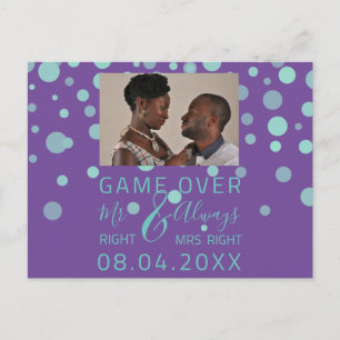 Carte Postale Jeu Sur Funny Enregistrer La Date Mariage Violet P