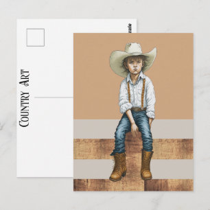 Carte Postale Jeune cowgirl de ranch Country Western sur style d