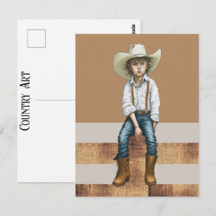Carte Postale Jeune cowgirl de style ranch Country Western