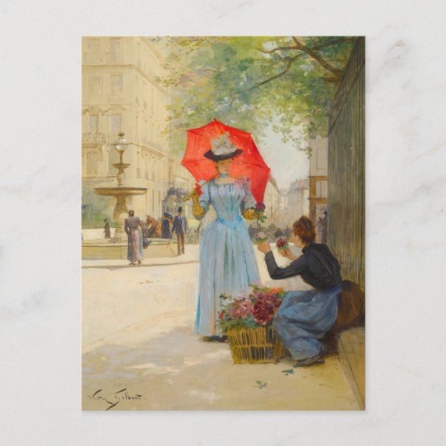 Carte Postale Jeune Femme avec un Parapluie (Devant)