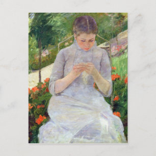 Carte Postale Jeune femme Coudre dans le jardin, c.1880-82