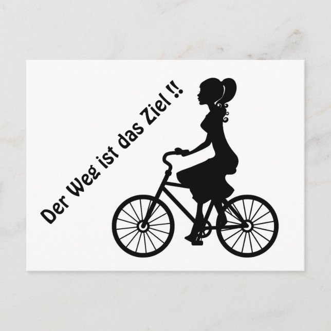 Carte Postale Jeune femme sur le vélo, noir et blanc (Devant)