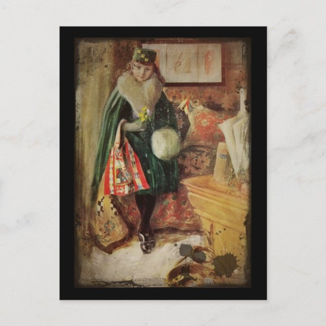 Carte Postale Jeune femme voyageuse (Devant)