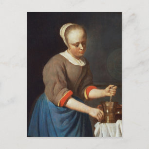 Carte Postale Jeune fille avec pilon et mortier