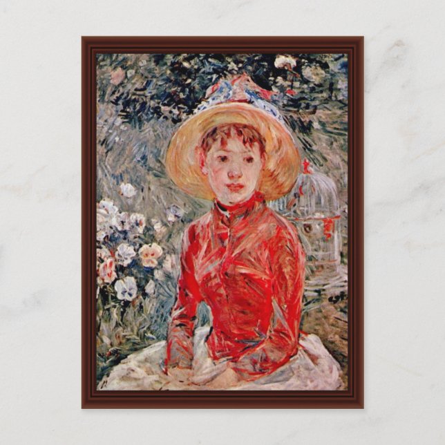 Carte Postale Jeune Fille Avec Une Cage Par Morisot Berthe (Devant)