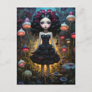 Carte Postale Jeune fille - Champignons