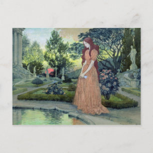 Carte Postale Jeune fille dans un jardin (w/c)