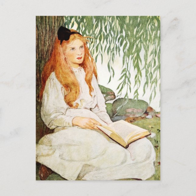 Carte Postale Jeune fille qui lit sous le Willow tree (Devant)