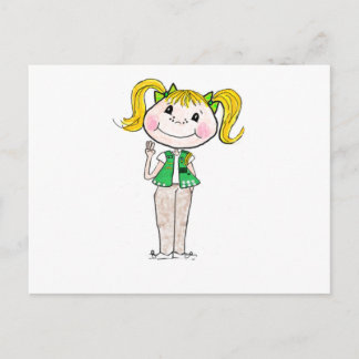 Carte Postale Jeune fille scout tenant sa promesse