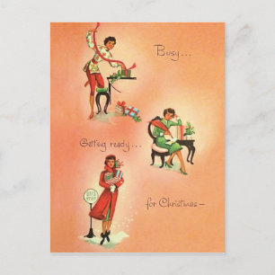 Carte Postale Jeune fille se prépare pour Noël, vintage