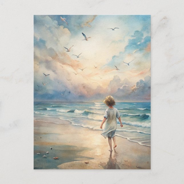 Carte Postale Jeune fille sur la plage (Devant)