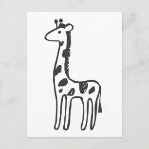 Carte Postale Jeune girafe en croquis noir et blanc
