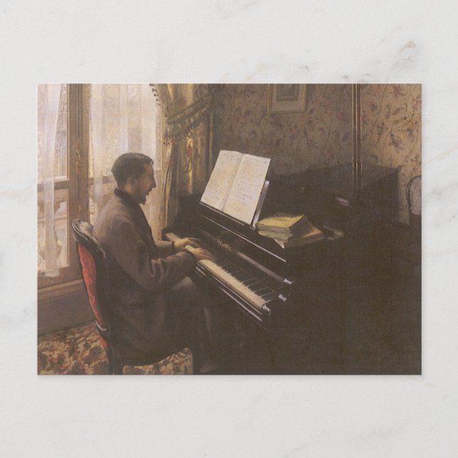 Carte Postale Jeune homme jouant au piano par Gustave Caillebott (Devant)