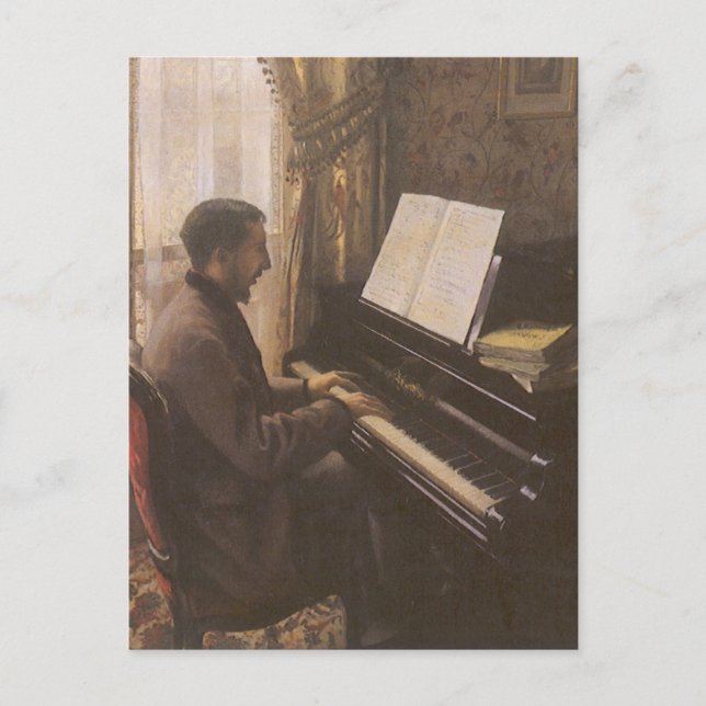 Carte Postale Jeune homme jouant au piano par Gustave Caillebott (Devant)