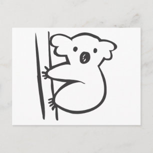 Carte Postale Jeune Koala dans un arbre en noir et blanc