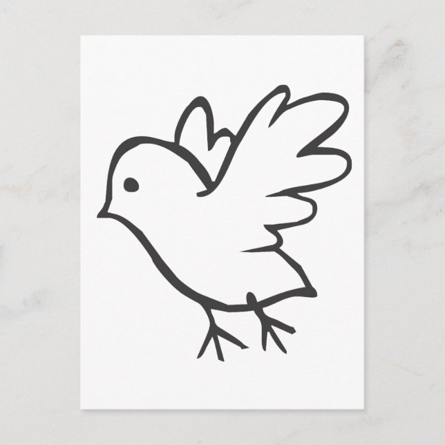 Carte Postale Jeune oiseau volant en noir et blanc (Devant)